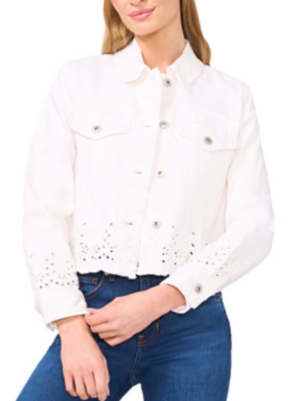 CeCe -eyelet button front jacket